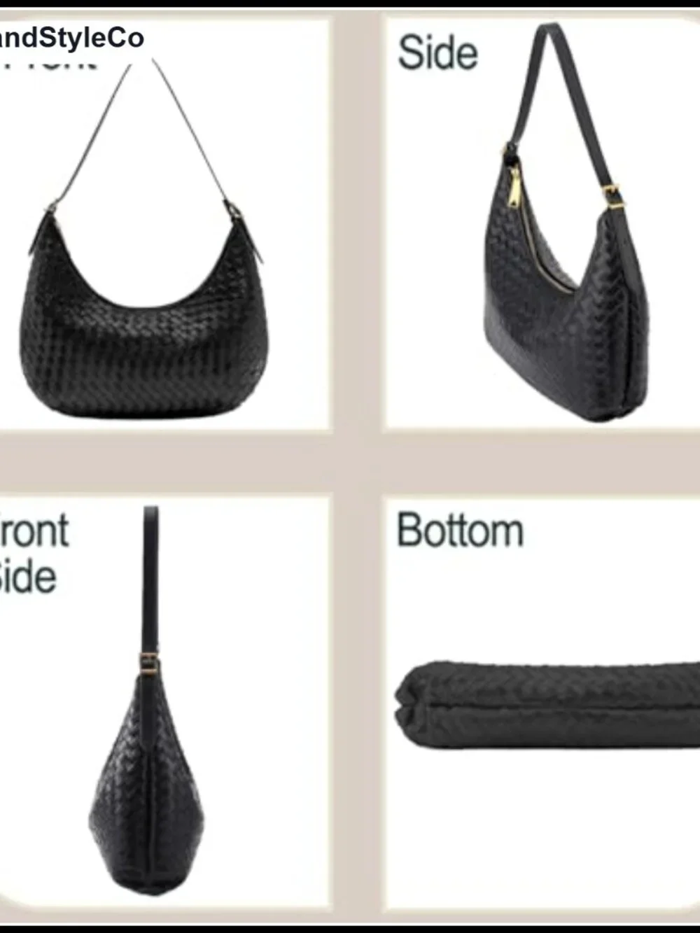 Woven Vegan Leather Shoulder Bag Crossbody Tote Hobo with Adjustable Strap
